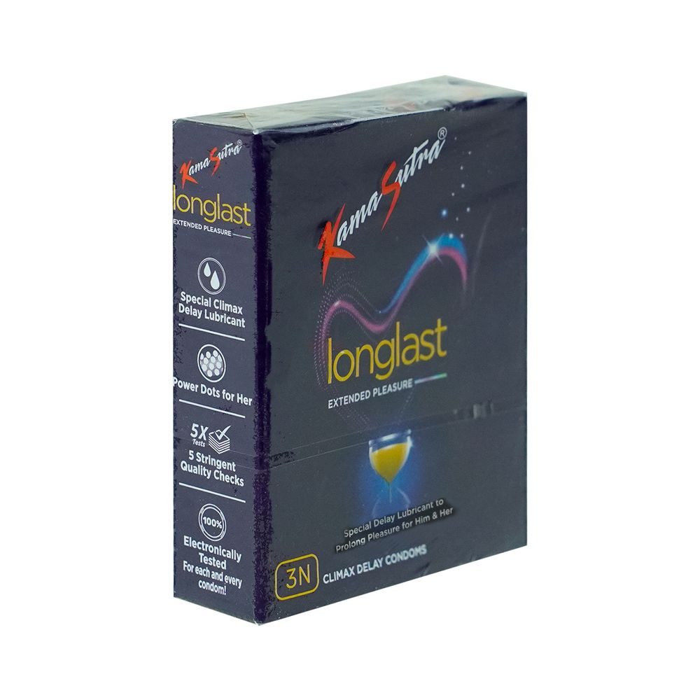 LongLast Condom for Extended Pleasure Climax Delay Condom 3pcs Pack (Made in India))  
