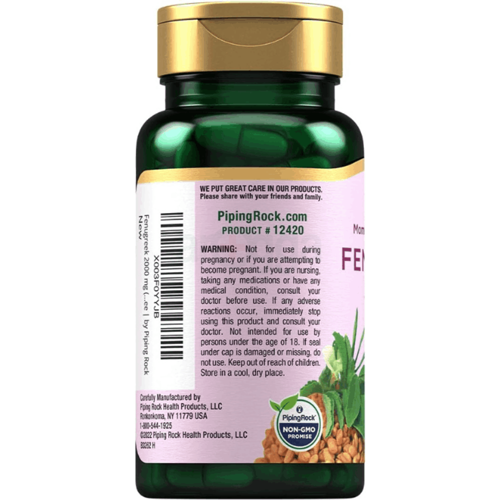 Piping Rock Fenugreek Capsules 2000mg | 100 Pills		  