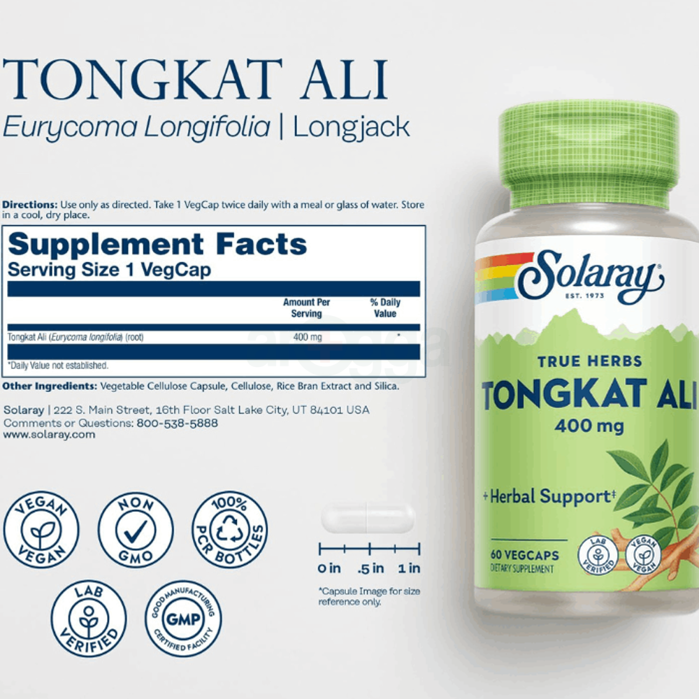 SOLARAY Tongkat Ali 400 mg - 60 Capsules		  