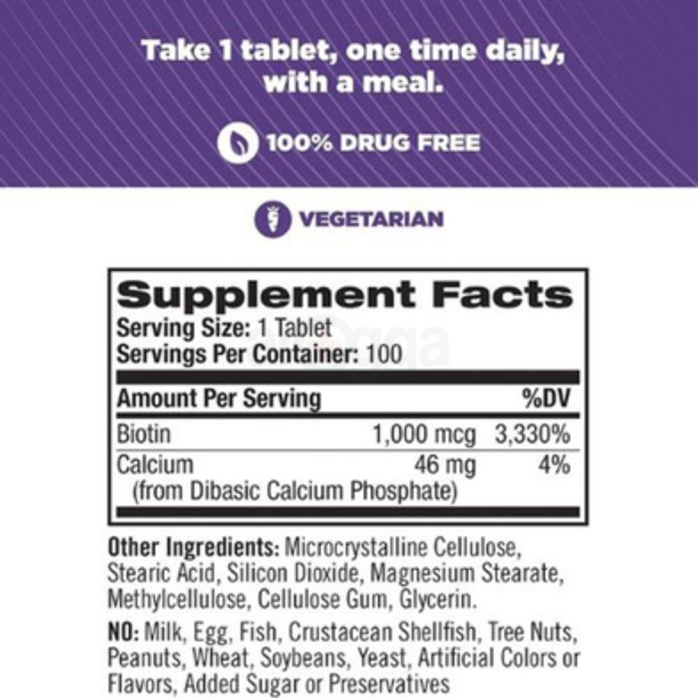 Natrol Biotin 1000mcg,100 Tablets  