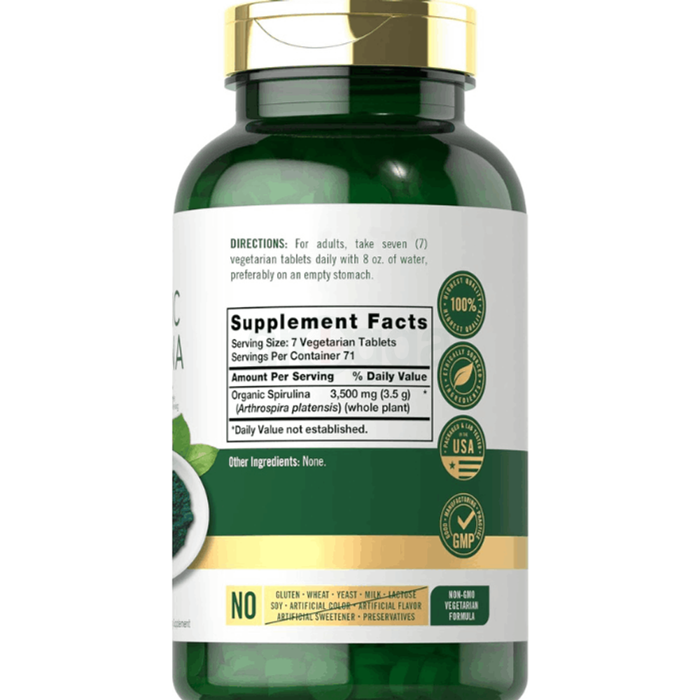 Carlyle Organic Spirulina Tablets 3500mg | 500 Count		  