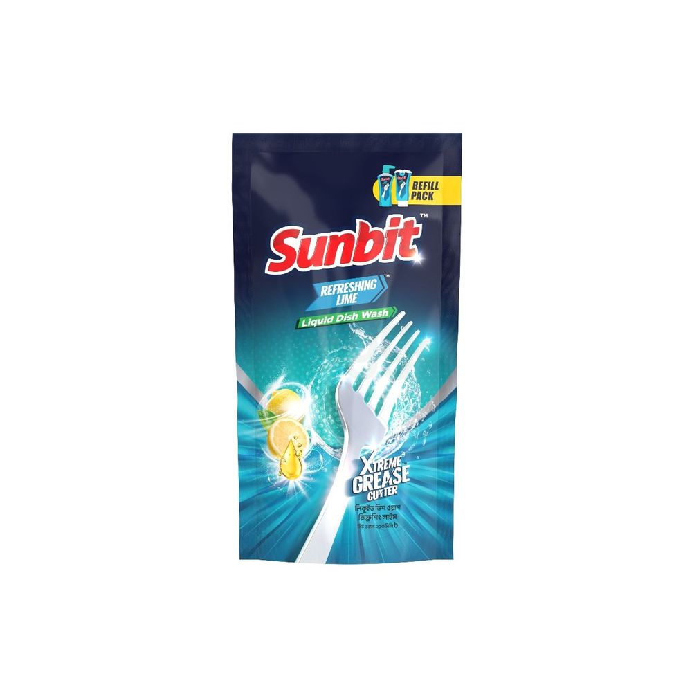 Sunbit Refreshing Lime Liquid Dishwash Pouch 250ml  