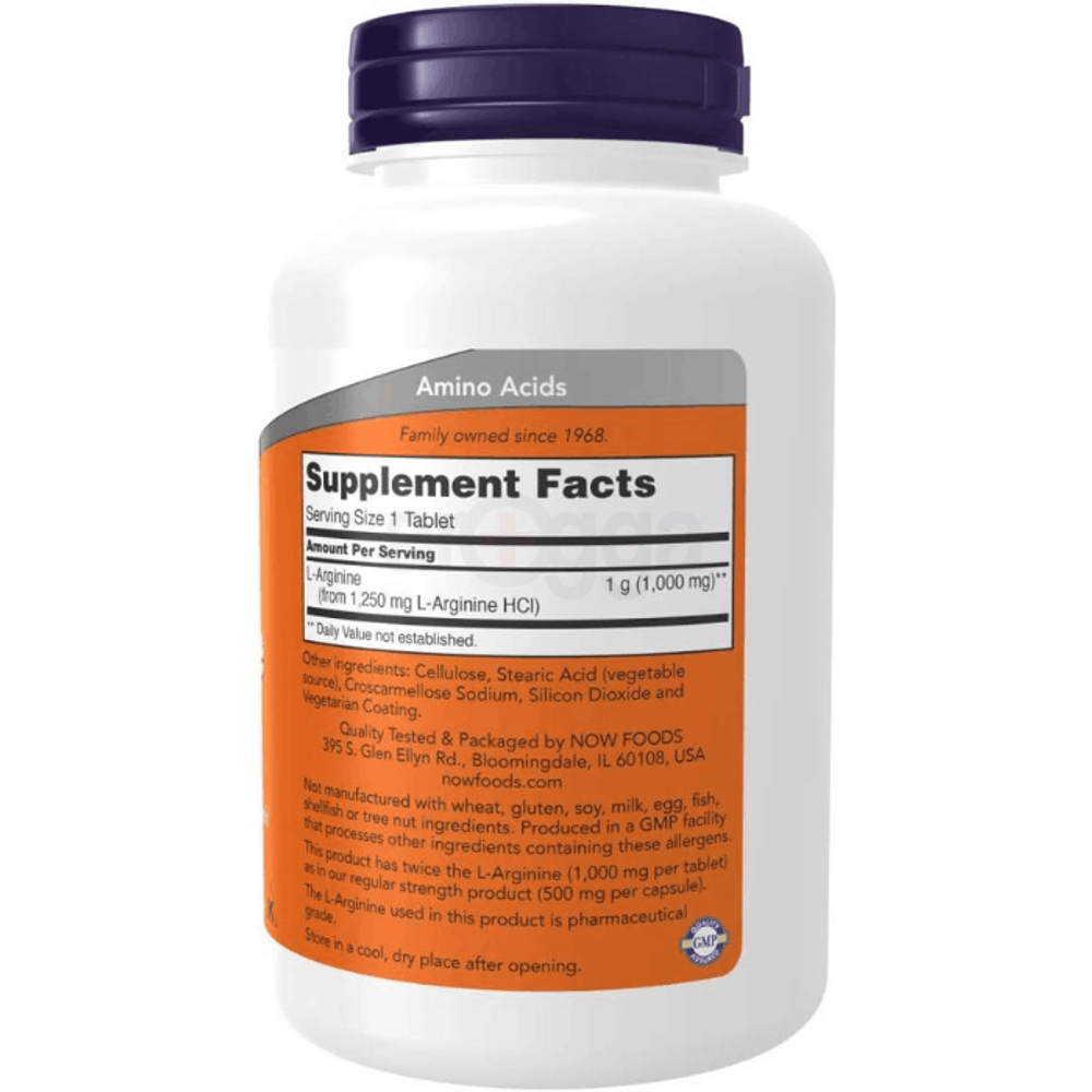 NOW Foods Supplements, L-Arginine 1,000 mg, Nitric Oxide Precursor*, Amino Acid, 120 Tablets   