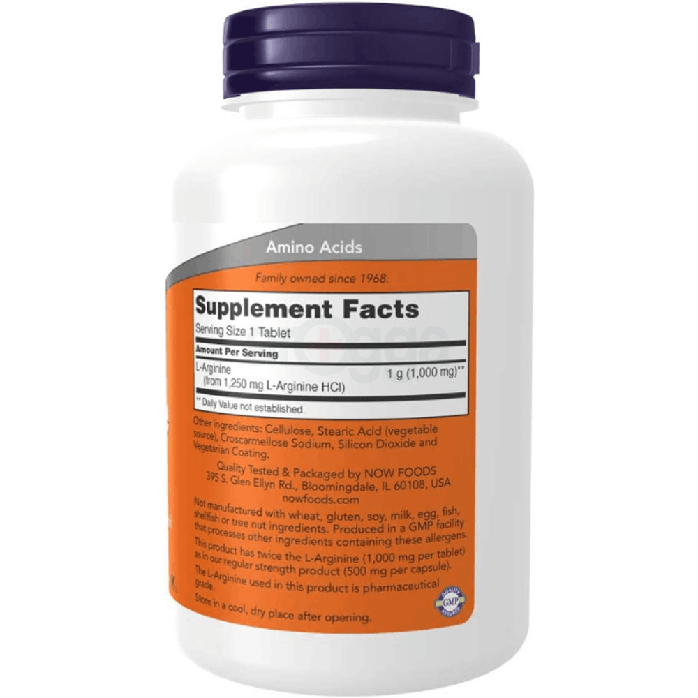 NOW Foods Supplements, L-Arginine 1,000 mg, Nitric Oxide Precursor*, Amino Acid, 120 Tablets  