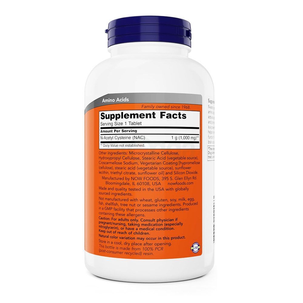 NOW Supplements, NAC (N-Acetyl-Cysteine) 1,000mg Free Radical Protection 120 Tablets  