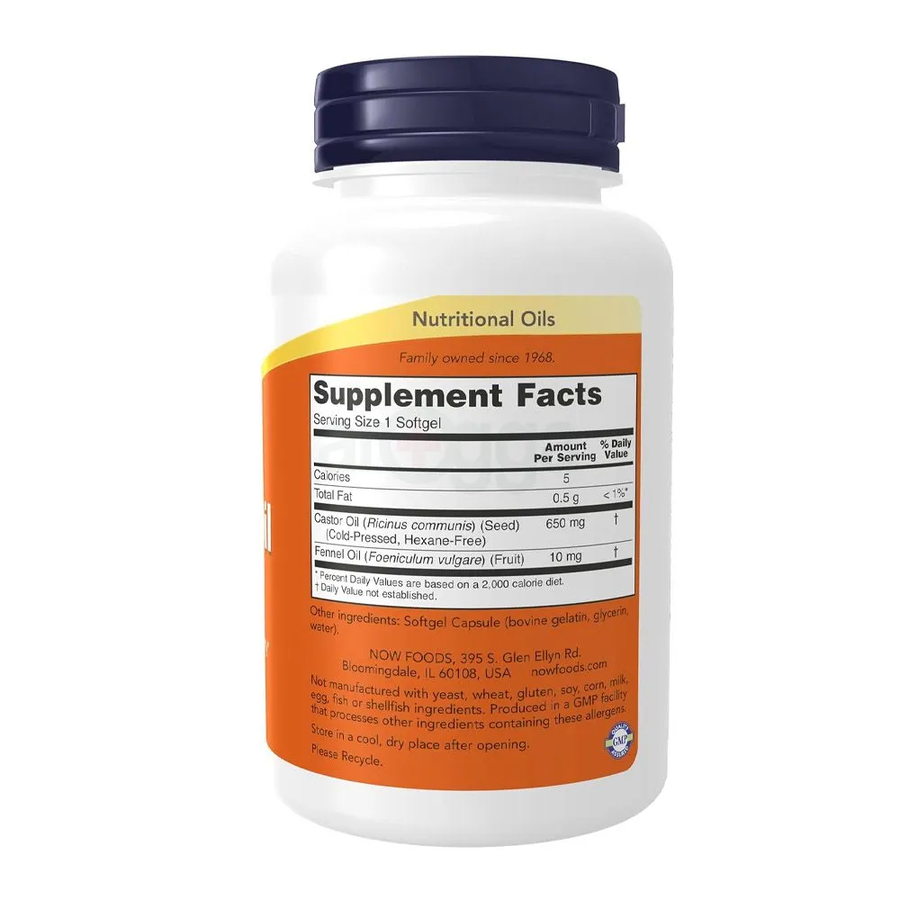 Now Castor Oil 650mg Natural Laxative 120 Capsules  