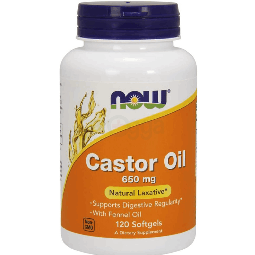 Now Castor Oil 650mg Natural Laxative 120 Capsules  