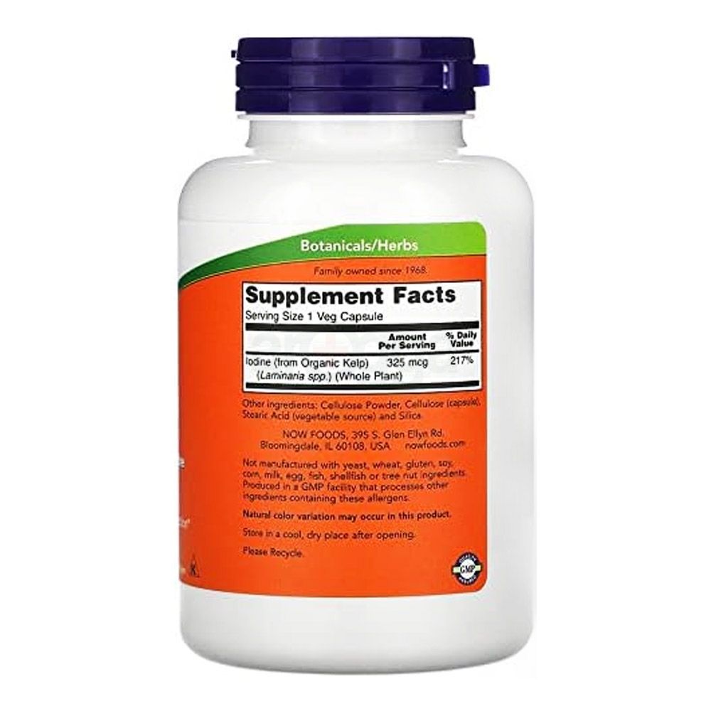 Now Kelp 325mcg Of Natural Iodine Super Green Supports Healthy Thyroid Function 250 Capsules  
