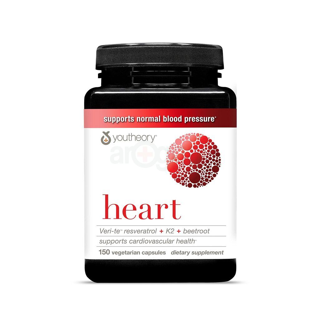 Youtheory Heart Veri-Te Resveratrol + K2 + Beetroot Supports Cardiovascular Health 150 Capsules  
