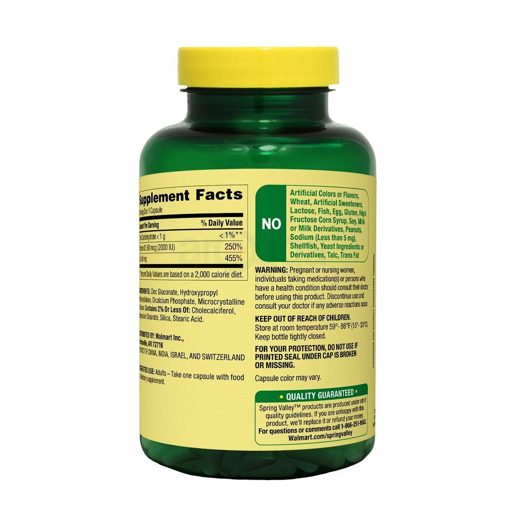 Spring Valley Zinc 50mg Dietary Supplement Immune Health 150 Capsules  