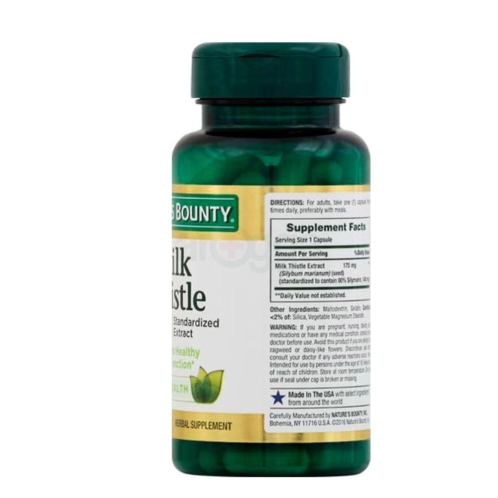 Nature's Bounty Milk Thistle 175mg Standardized Extract Promotes Healthy Liver Function Herbal Health 100 Capsules  