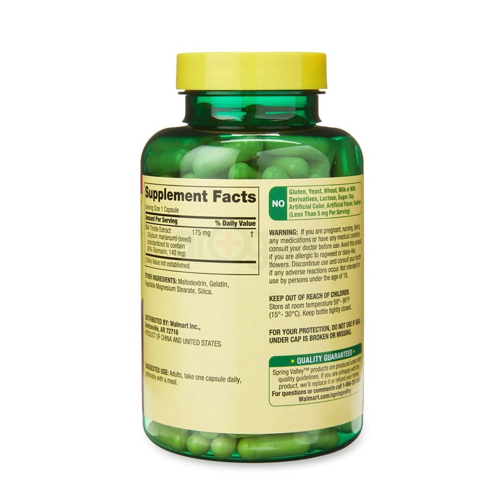 Spring Valley Standardized Milk Thistle 175mg Herbal Supplement Dietary Supplement 180 Capsules  