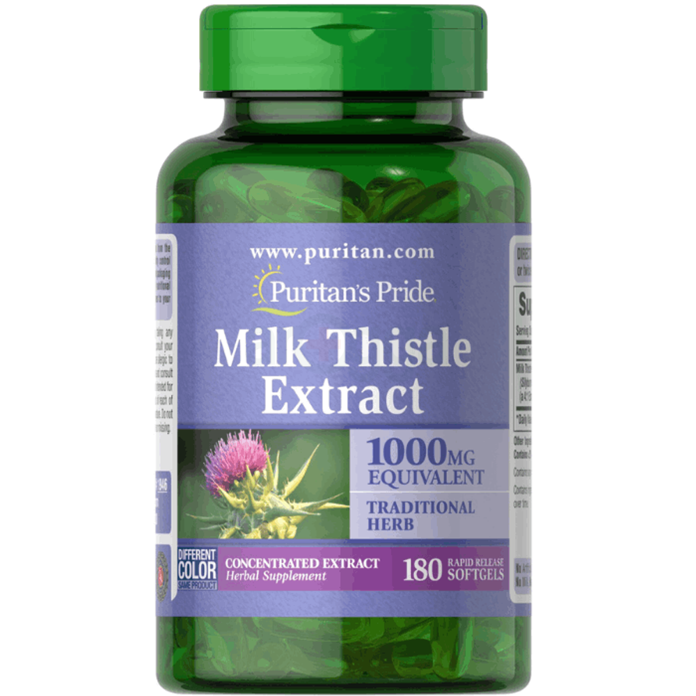 Puritan's Pride Milk Thistle 1000 mg 4:1 Extract 180 Softgel  