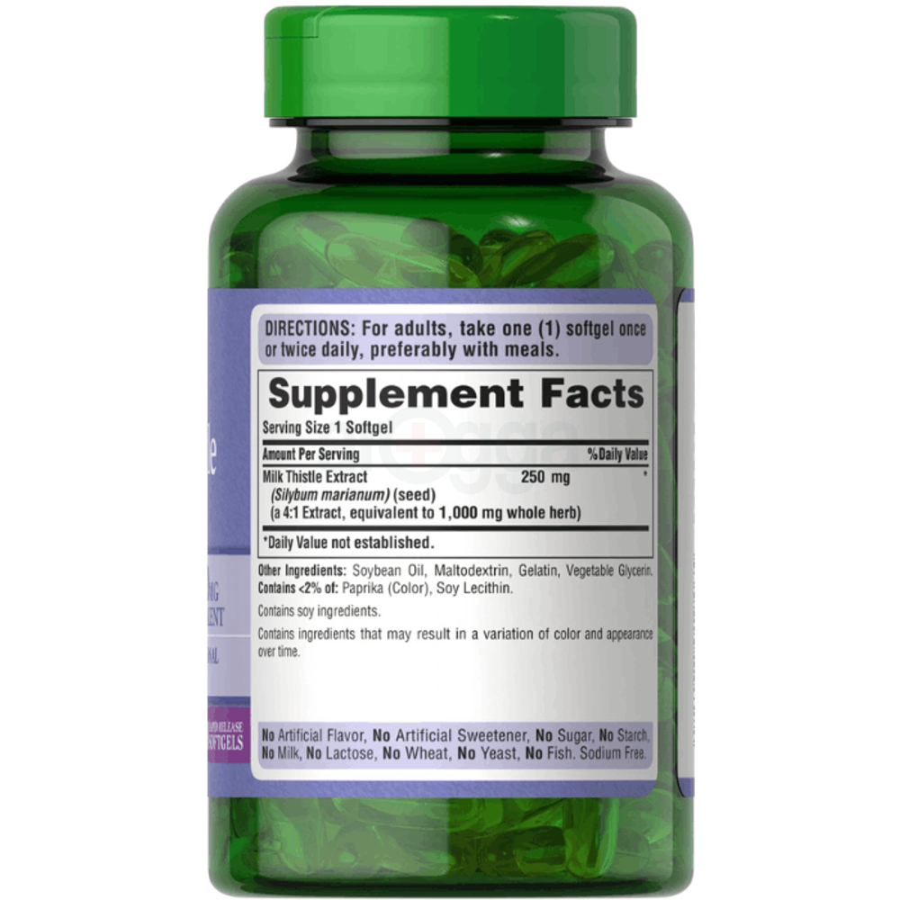 Puritan's Pride Milk Thistle 1000 mg 4:1 Extract 180 Softgel  