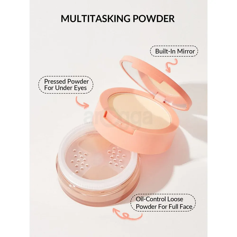 SHEGLAM Insta-Ready Face & Under Eye Setting Powder Duo - Toasted Almond  