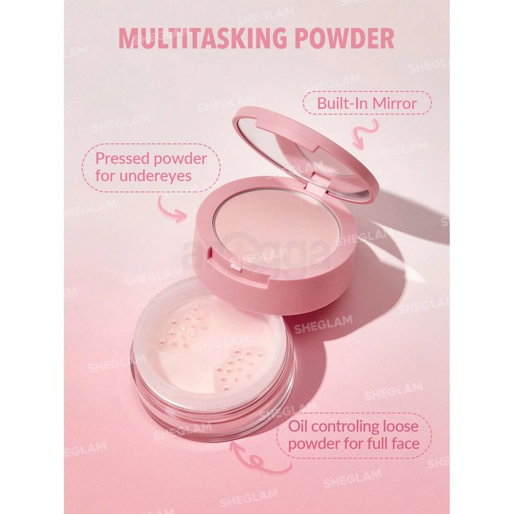 SHEGLAM Insta-Ready Face & Under Eye Setting Powder Duo - Bubblegum  