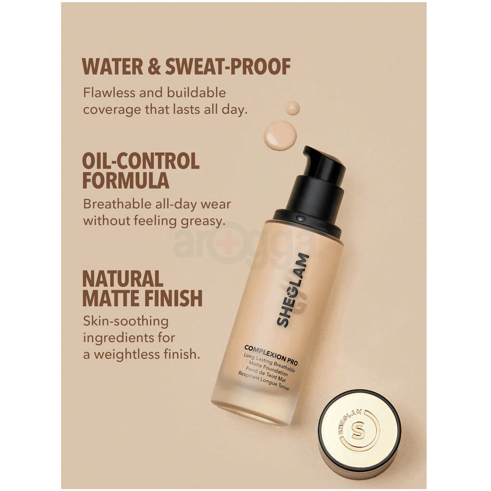 SHEGLAM Complexion Pro Long Lasting Breathable Matte Foundation - Shell  