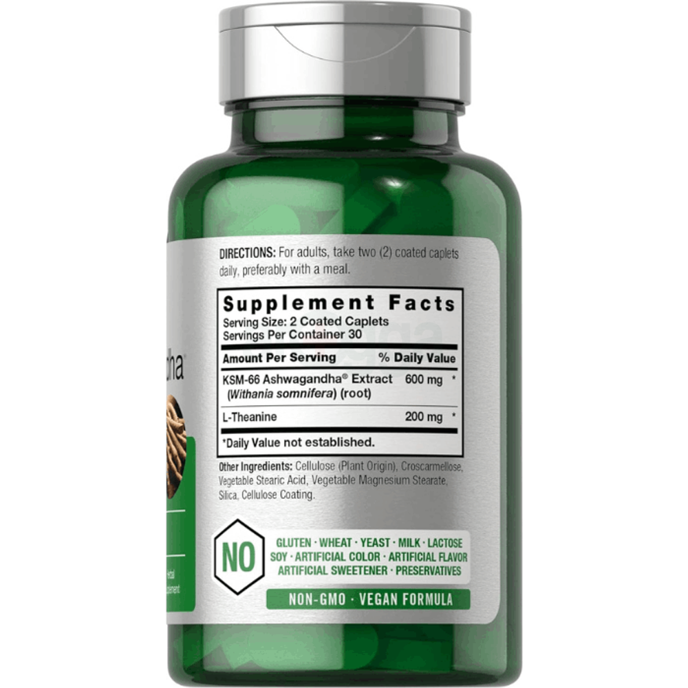 Horbaach KSM-66 Ashwagandha 600mg with L-Theanine 60 Caplets  