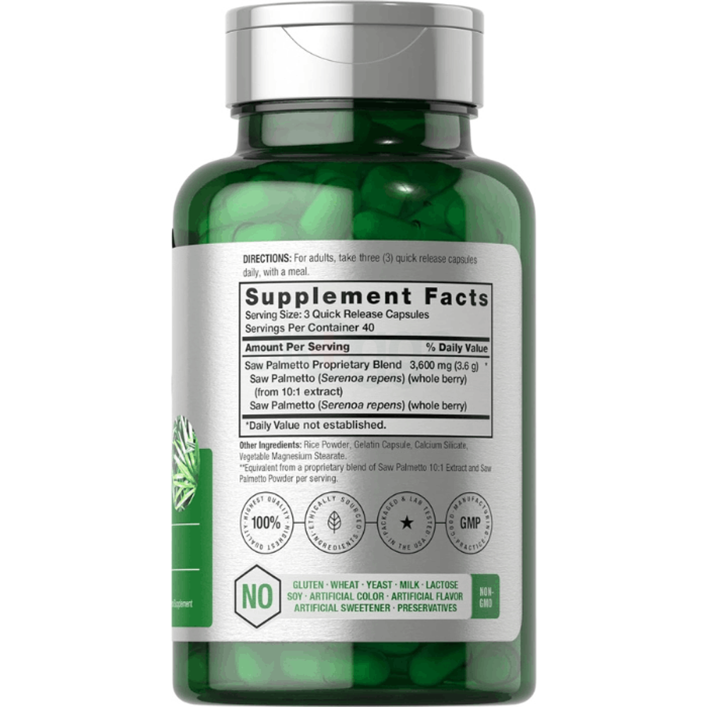 Horbäach Saw Palmetto Extract | 120 Capsules Saw Palmetto Berries   