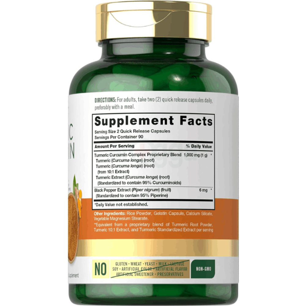 Carlyle Turmeric Curcumin with Black Pepper 1000mg | 180 Capsules  