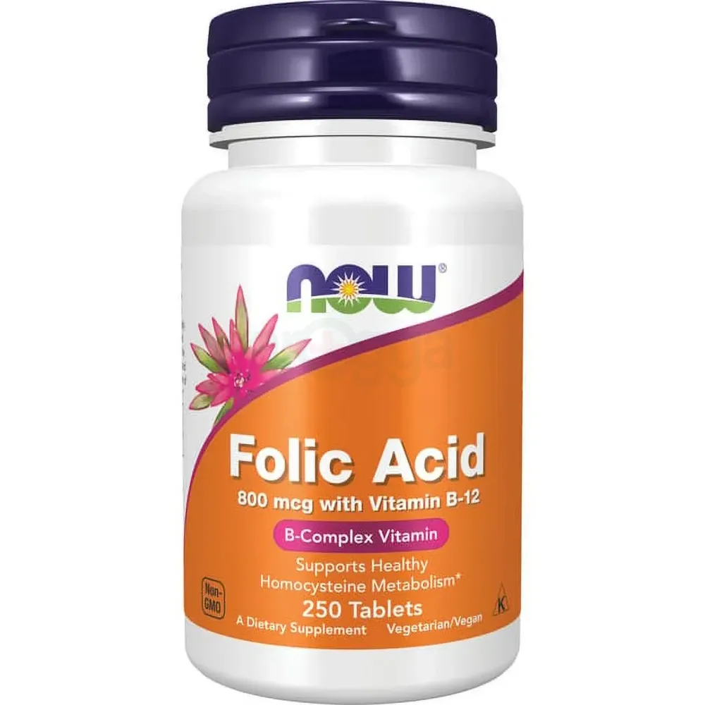 NOW Foods Folic Acid 800 mcg with Vitamin B-12 250 Tabs  