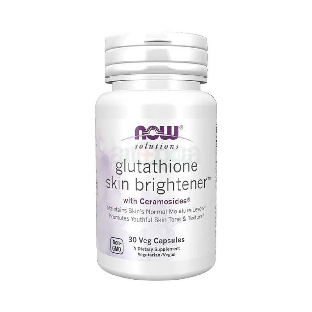 NOW Solutions, Glutathione Skin Brightener with Ceramosides®, Moisturizing and Illuminating, 30 Veg Capsules  
