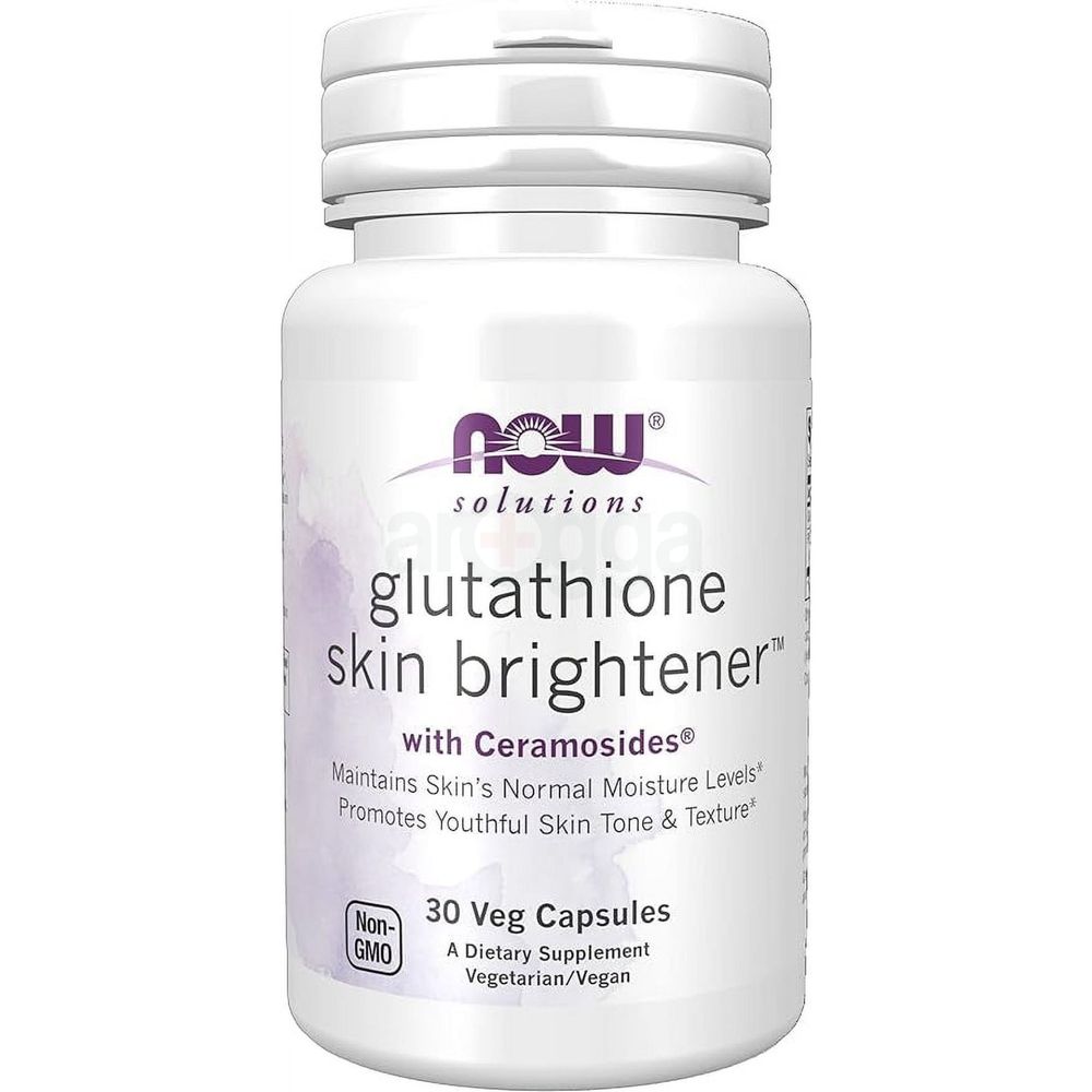 NOW Solutions, Glutathione Skin Brightener with Ceramosides®, Moisturizing and Illuminating, 30 Veg Capsules  