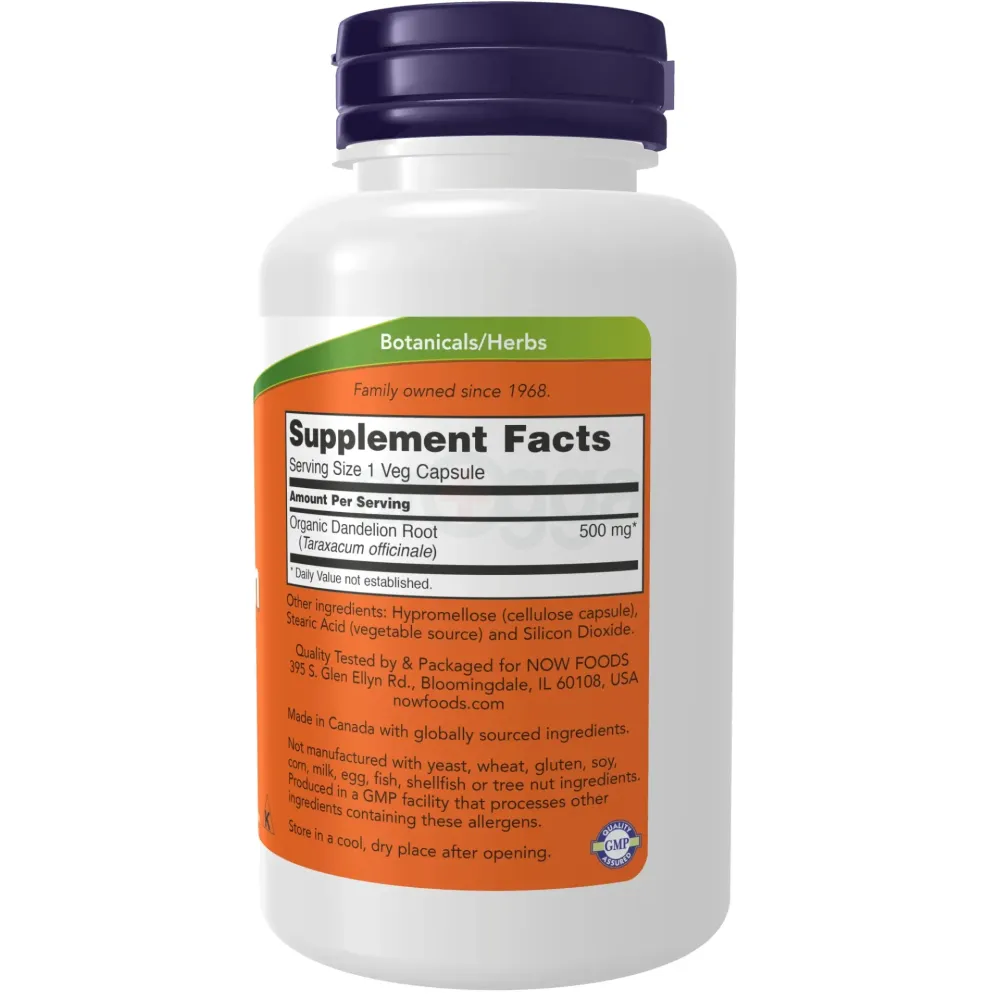 NOW Supplements, Dandelion Root 500 mg Herbal Supplement, 100 Veg Capsules  