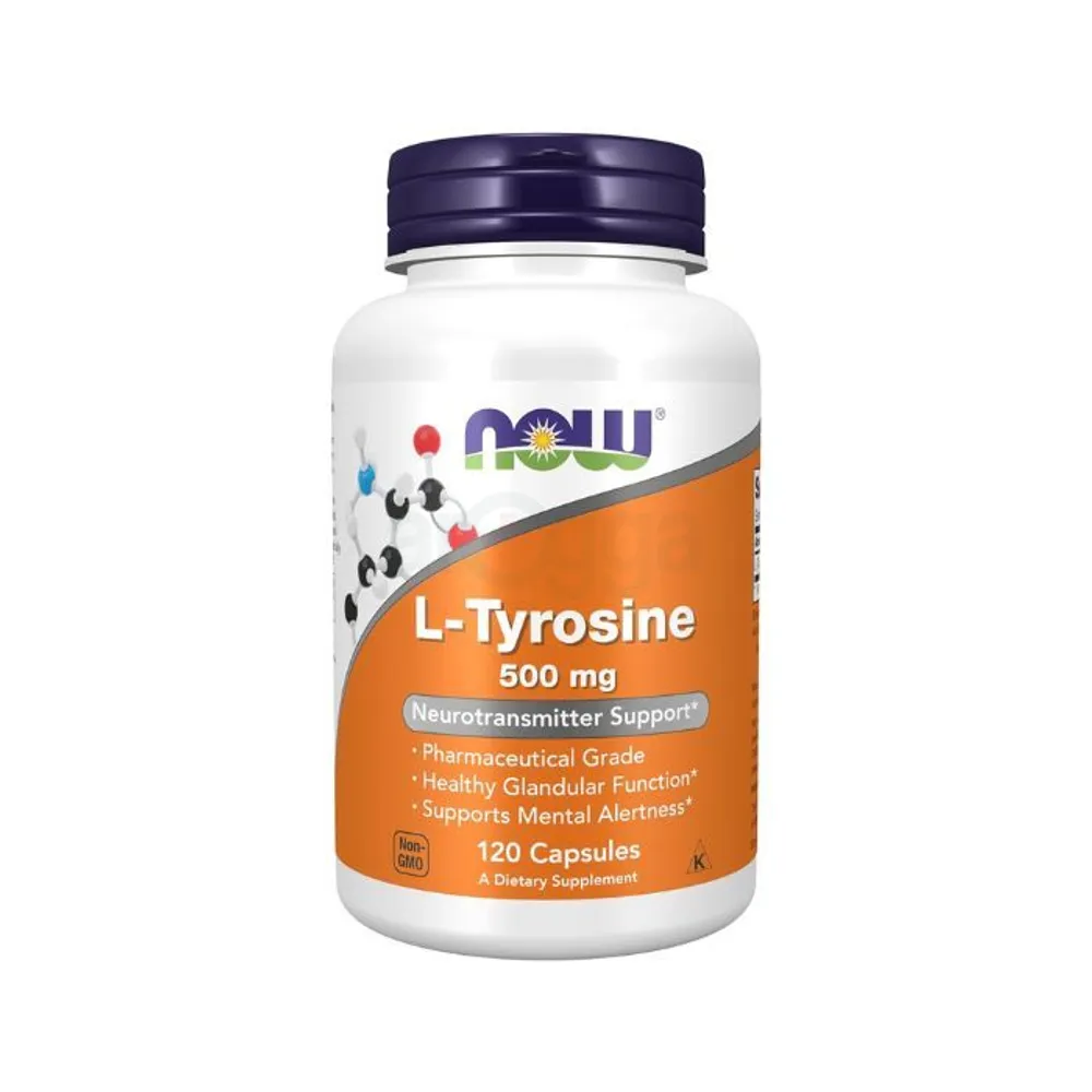 NOW L-Tyrosine 500mg Neurotransmitter Support 120 Capsules  