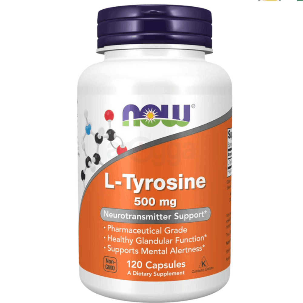 NOW L-Tyrosine 500mg Neurotransmitter Support 120 Capsules  