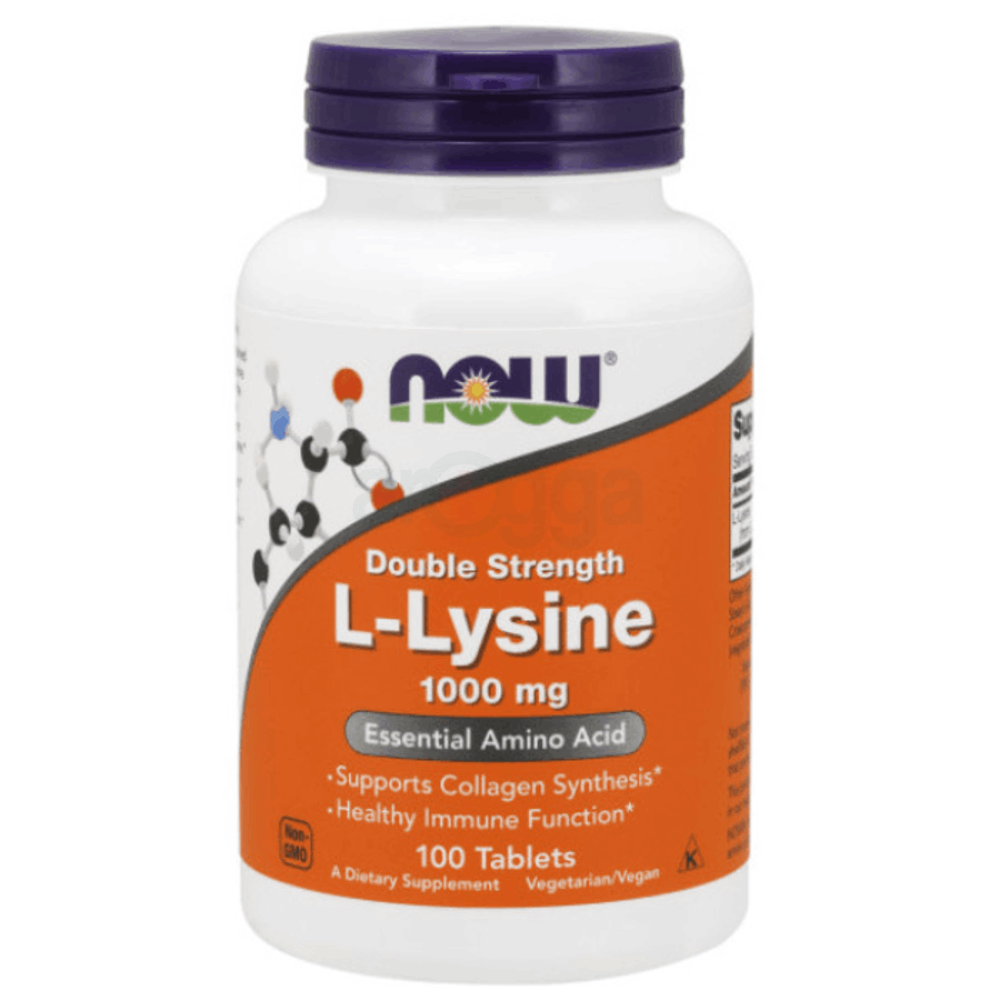 NOW L-Double Strength L-Lysine 1000mg Essential Amino Acid Supports Collagen Synthesis 100 Tablets  