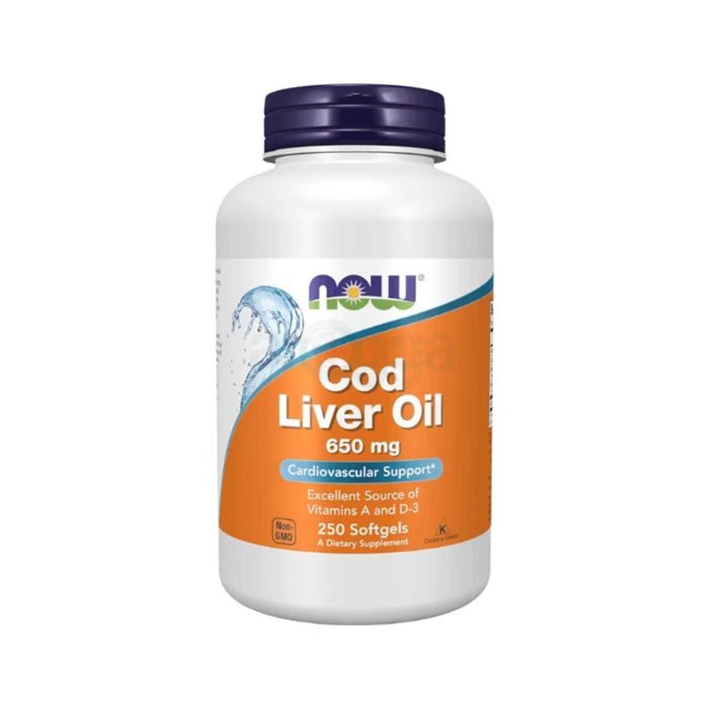 NOW Foods Supplements, Cod Liver Oil 650 mg,Vitamins A and D-3, 250 Softgels  