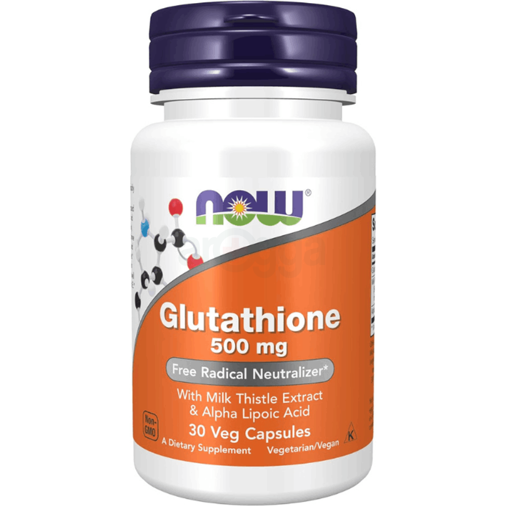 NOW Foods Supplements, Glutathione 500 mg, With Milk Thistle Extract & Alpha Lipoic Acid, 30 Veg Capsules  