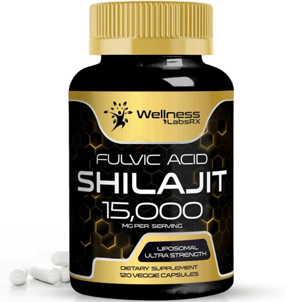 Shilajit Pure Himalayan Organic Capsules 120 Count - 15,000mg - Shilajit Supplement  