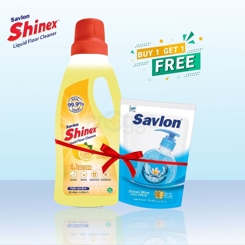 Buy 1 Savlon Shinex Liquid Floor Cleaner Citrus 1L & Get 1 Savlon Ocean Blue Antiseptic Handwash Refill 170ml Free  