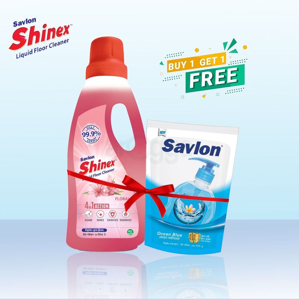 Shinex Floor Cleaner Floral 1 ltr. Get Ocean Blue Handwash 170ml Pouch Free  