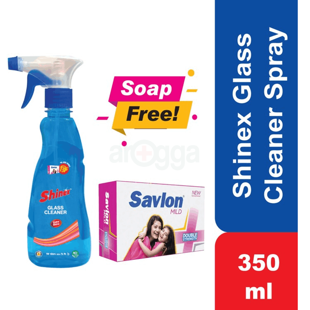 Shinex Glass Cleaner Spray 350ml Get Savlon Mild Soap 75gm Free  