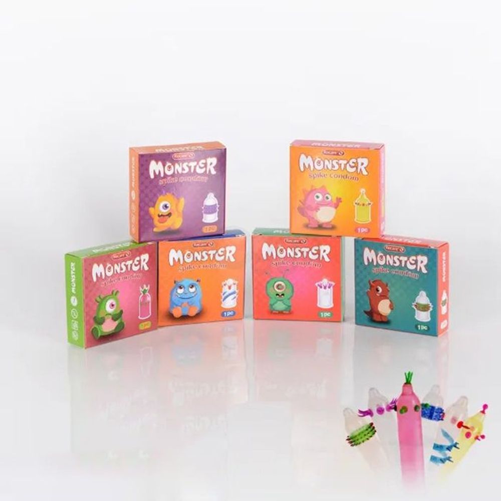 Recare Monster Condom - Spike Funny Shape Condom 1Pcs Pack Purple  