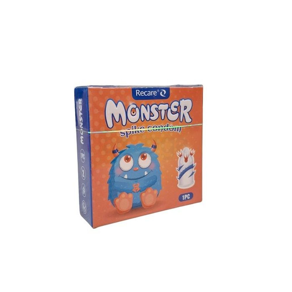 Recare Monster Condom - Spike Funny Shape Condom 1Pcs Pack  Orange  
