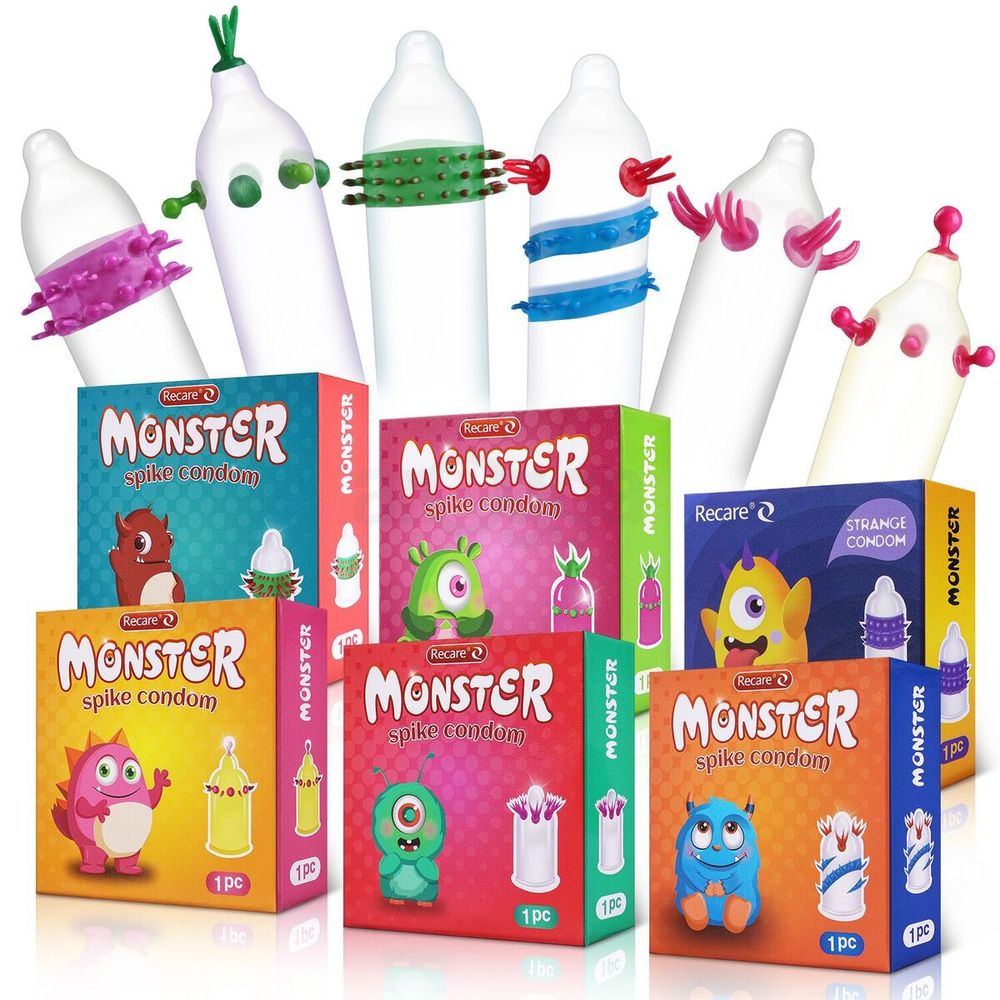 Recare Monster Condom - Spike Funny Shape Condom 1Pcs Pack  Orange  