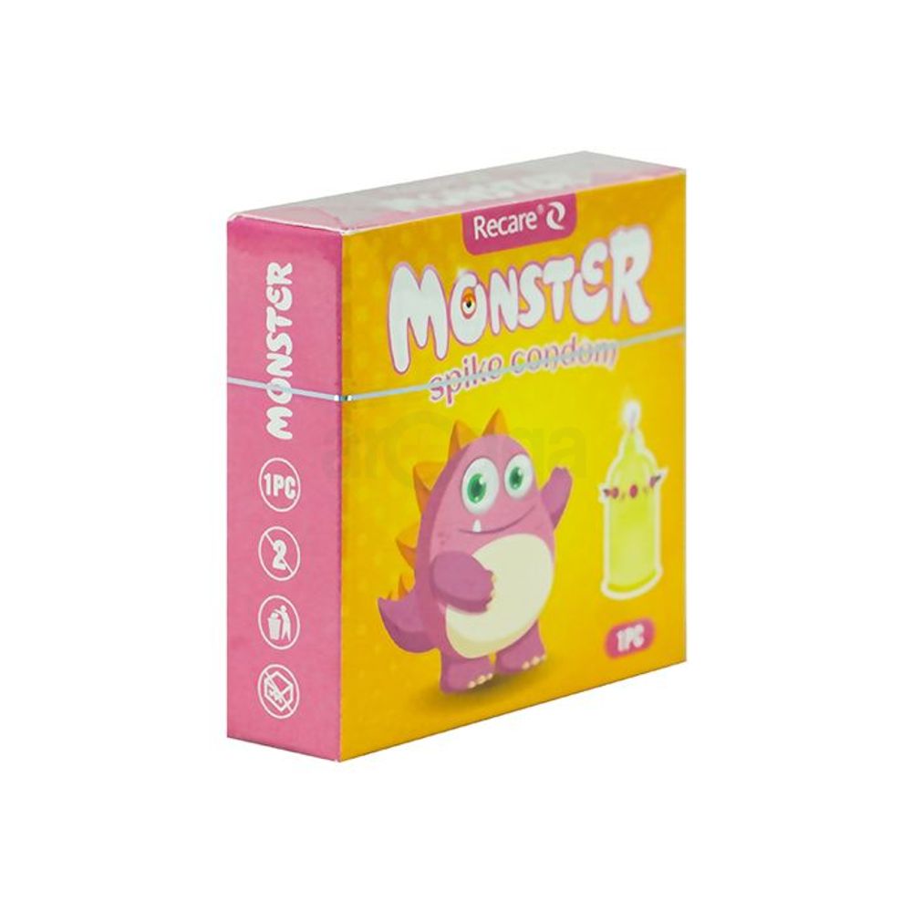Recare Monster Condom - Spike Funny Shape Condom 1Pc Pack  Yellow  