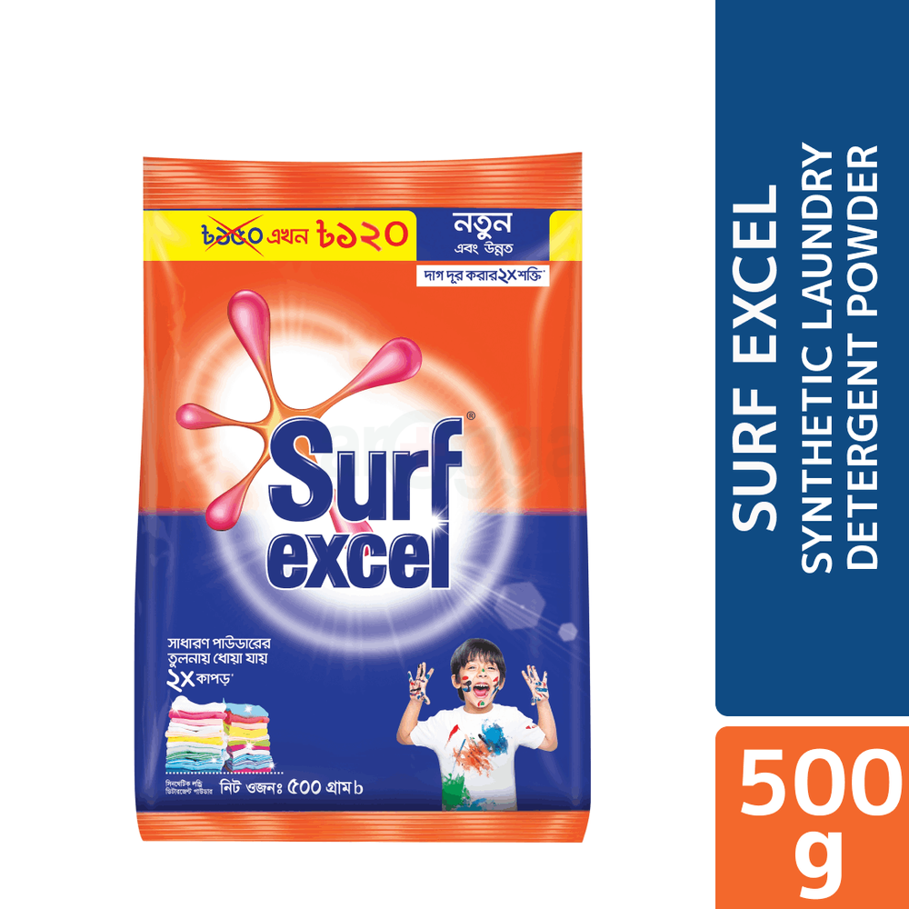 Surf Excel Synthetic Laundry Detergent Powder 500g  