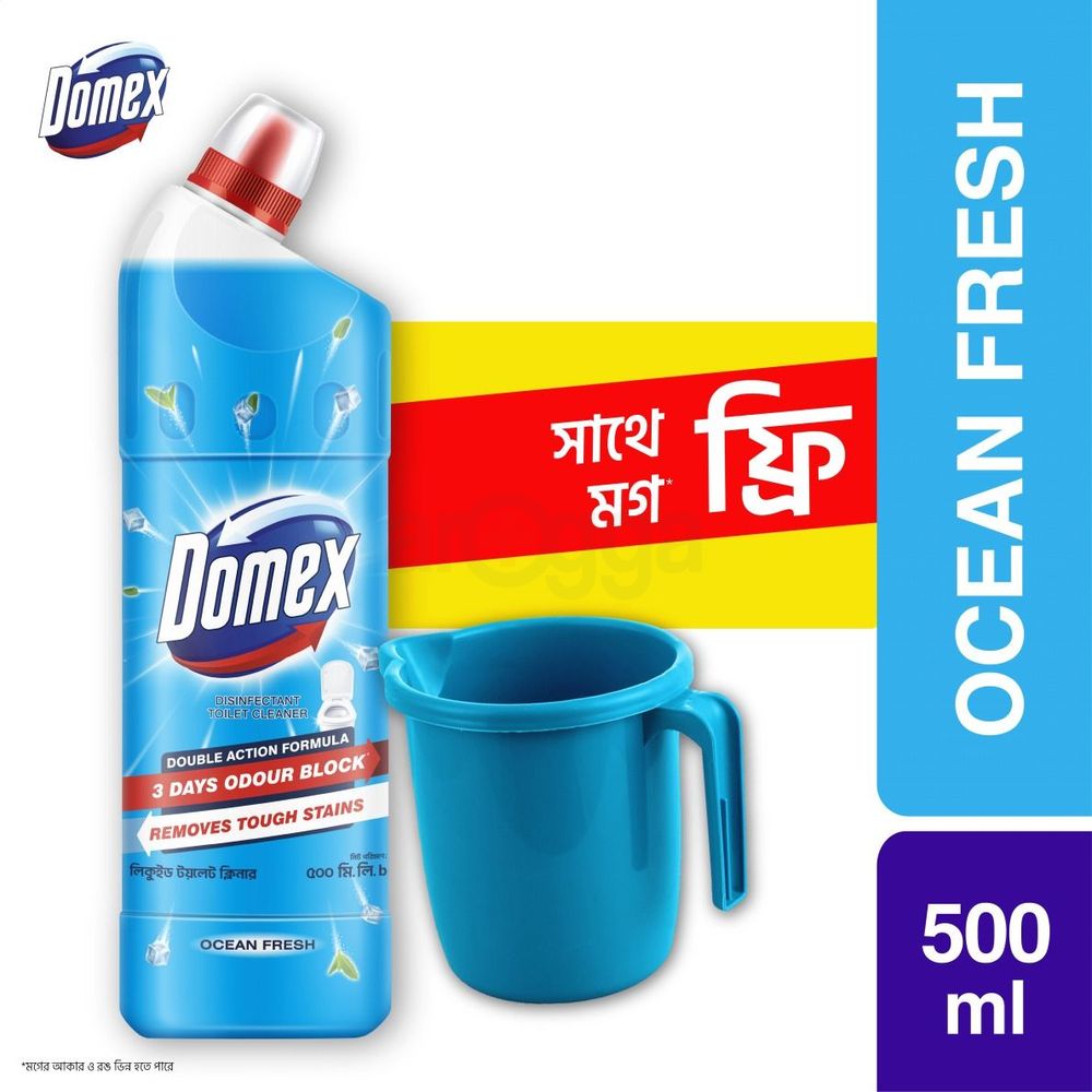 Domex Toilet Cleaning Liquid Ocean Fresh 500ml with Free Mug  