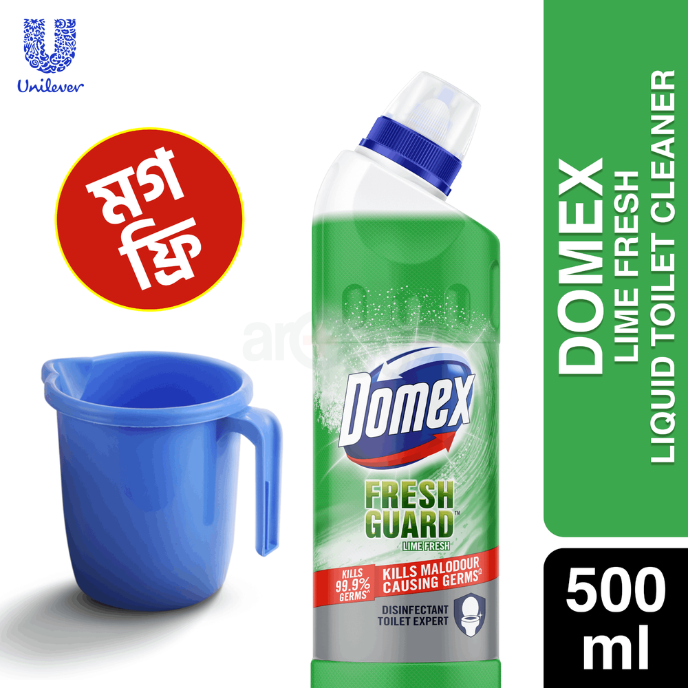 Domex Toilet Cleaning Liquid Lime Fresh 500ml With Mug Free  