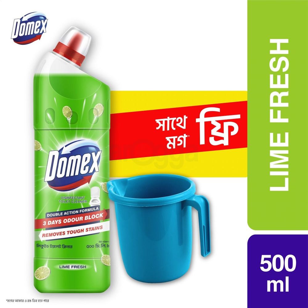 Domex Toilet Cleaning Liquid Lime Fresh 500ml With Mug Free  