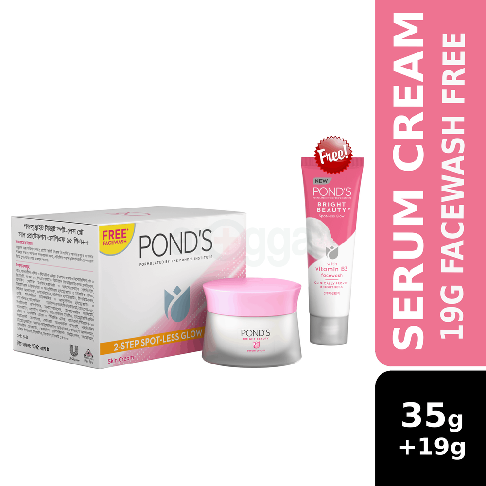 Pond's Bright Beauty Serum Cream 35g (Free Pond's Facewash Bright Beauty 19g)  