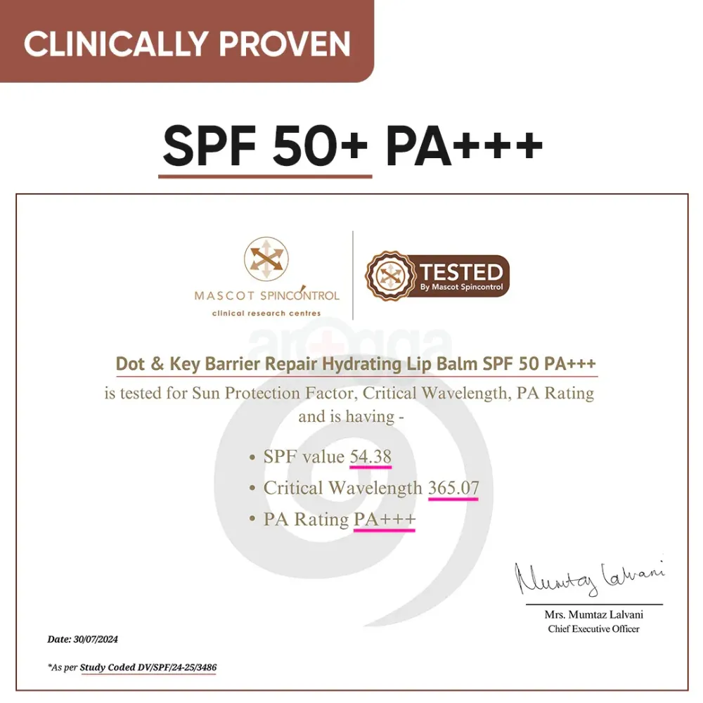 Dot and Key Barrier Repair Hydrating Tinted Lip Balm SPF 50 PA+++ Cocoa Nude  