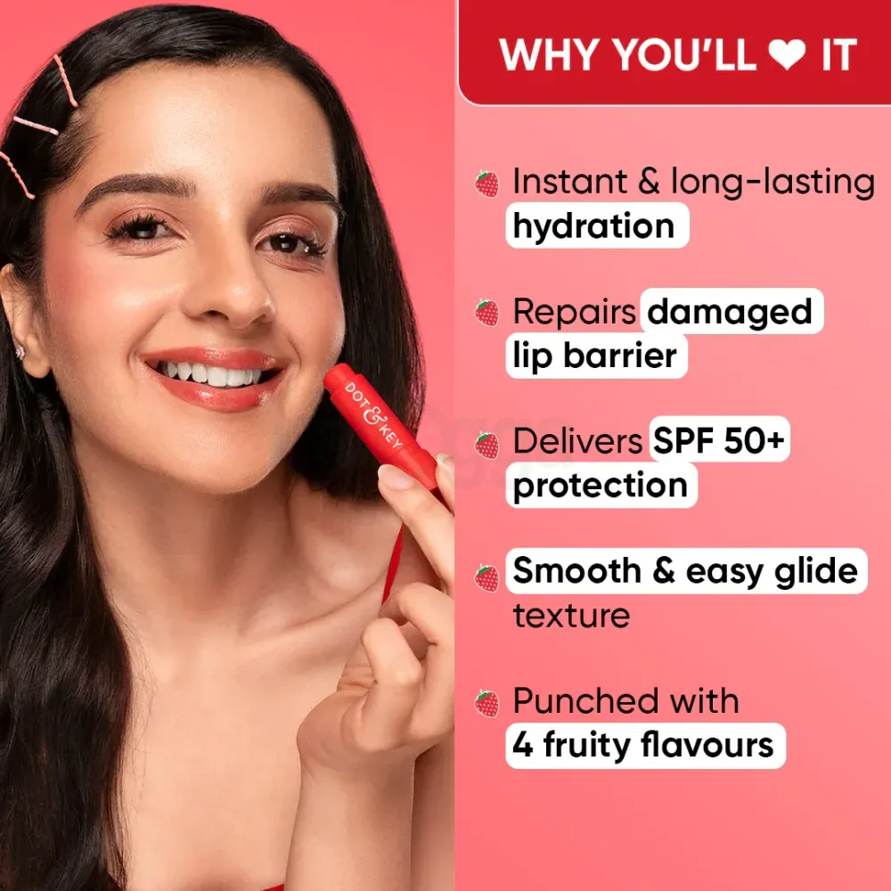 Dot and Key Barrier Repair Hydrating Tinted Lip Balm SPF 50 PA+++ - Strawberry Red  