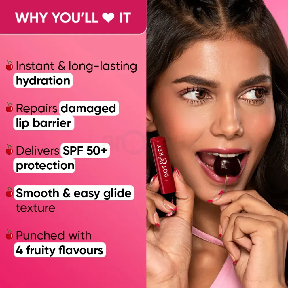 Dot and Key Barrier Repair Hydrating Tinted Lip Balm SPF 50 PA+++ Cherry Crimson  