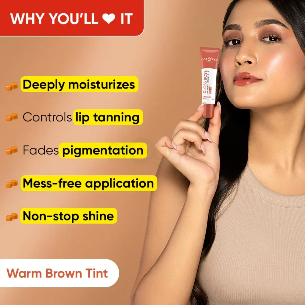 Dot and Key Gloss Boss Vitamin C + E Lip Balm with SPF 30 - Caramel Kiss  